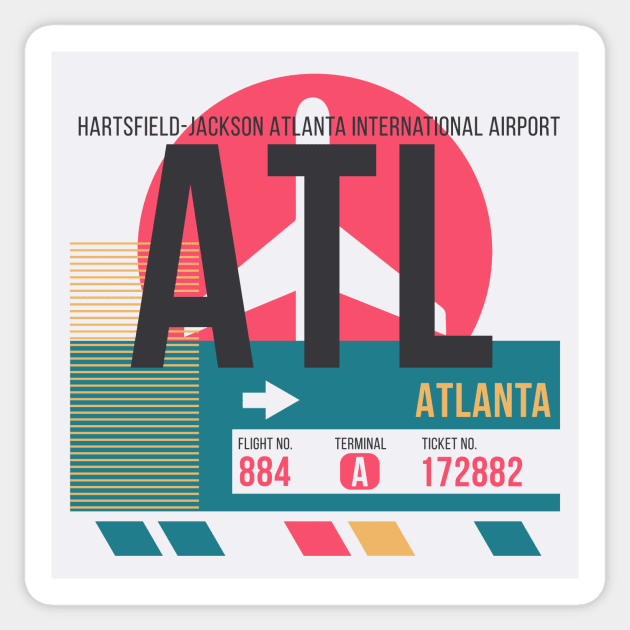 Atlanta (ATL) Airport // Sunset Baggage Tag Sticker by Now Boarding